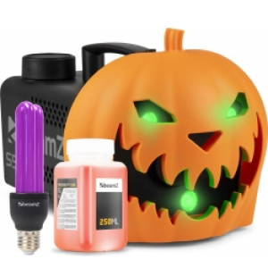 Halloween Dekoration, UV-lys og Røgmaskine med græskarhoved, uhyggelige hallowee