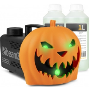 Halloween Græskar Røgmaskine med uhyggelige lyde og LED lys / inkl. 2 liter røgv