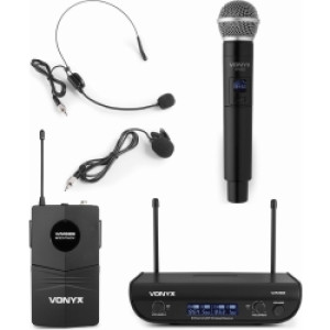 Trådløst Mikrofon System WM82C / 1 Håndholdt + 1 Headset / UHF Frekvens for ekst