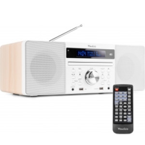 Alt-i-et musiksystem, CD/ DAB+/ FM/ USB/ Bluetooth - Hvid TILBUD NU