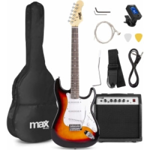 El-Guitar pakke med 40W guitar-forstærker, taske, digital-tuner, rem og kabler,