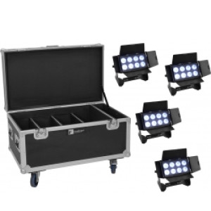 EuroLite Set 4x Multiflood IP 8x10W RGBW Wash + Case TILBUD NU