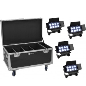 EuroLite Set 4x Multiflood IP 8x10W RGBW Wash CRMX + Case TILBUD NU