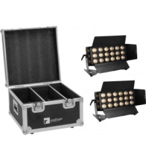 EuroLite Set 2x LED CLS-18 QCL RGB/WW 18x7W + Flightcase TILBUD NU