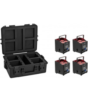 EuroLite Set 4x AKKU UP-4 QCL Spot QuickDMX MK2 + Plastic case TILBUD NU