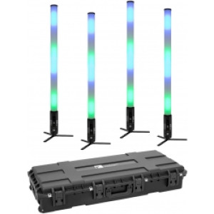 EuroLite Set 4x AKKU IP Pixel Tube 360° PRO CRMX + Plastic case TILBUD NU
