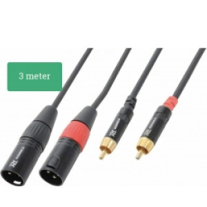 Kabel "god kvalitet" 2x RCA han til 2x XLR han, sort 3m TILBUD NU male