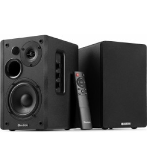 KS01 Active Bookshelf Speaker Set 80W Black TILBUD NU