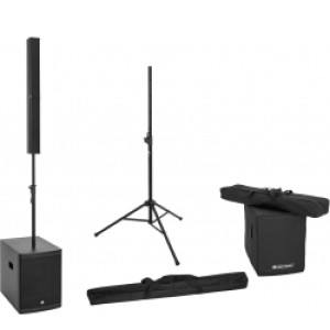 Omnitronic Set ROD-1283 active column speaker system + speaker stand + cover set