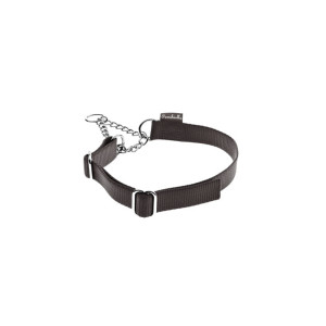 Ferribiella Collare Semistrozzo per Cani Nylon Nero con Catena L