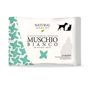 Derbe Natural Derma Pet by Salviette Muschio Bianco per Cani Gatti e Cuccioli 1 Pz