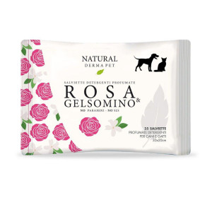Derbe Natural Derma Pet by Salviette Rosa e Gelsomino per Cani Gatti e Cuccioli 1 Pz