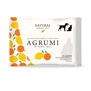 Derbe Natural Derma Pet by Salviette Agrumi per Cani Gatti e Cuccioli 1 Pz 100% Biodegradabili