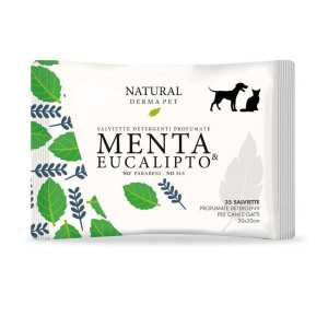 Derbe Natural Derma Pet by Salviette Detergenti per Cani Gatti e Cuccioli Menta & Eucalipto