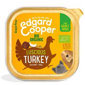 Edgard &amp; Cooper Edgard & Cooper Tacchino Biologico con Cocco e Semi di Chia per Cani 100 g