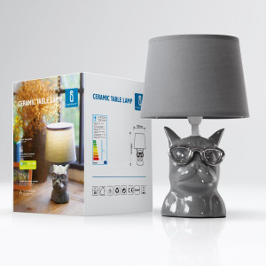 Nobleza Lampada da Tavolo in Ceramica Cane Grigio