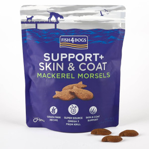 Fish4Dogs Support+ Skin & Coat Mackerel Morsels Premi Snack per Cani 225g