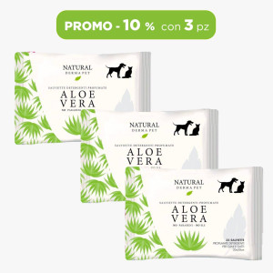Derbe Natural Derma Pet by Salviette Aloe Vera per Cani Gatti e Cuccioli 3 Pz 100% Biodegradabili