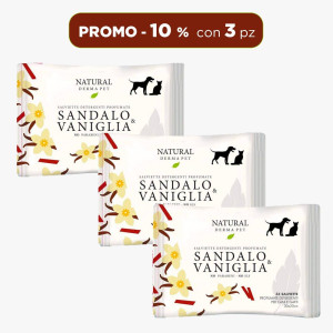 Derbe Natural Derma Pet by Salviette Sandalo e Vaniglia per Cani Gatti e Cuccioli 3 Pz 100% Biodegradabili