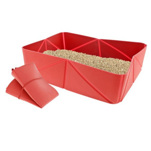 Ferribiella Lettiera Pieghevole da Viaggio per Gatti in Silicone 37 x 28 x h.10 cm Rossa