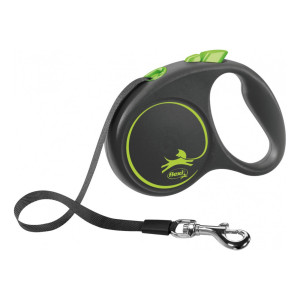 Flexi Guinzaglio per Cani in Fettuccia S 5 m fino a 15 Kg Black Design Verde