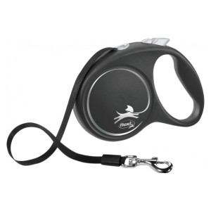 Flexi Guinzaglio per Cani in Fettuccia L 5 mt fino a 50 Kg Black Design Nero