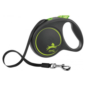 Flexi Guinzaglio per Cani in Fettuccia L 5 mt fino a 50 Kg Black Design Verde