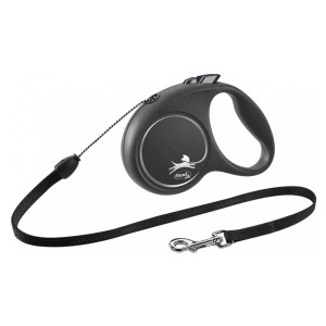 Flexi Guinzaglio per Cani in Corda M 5 mt fino a 20 Kg Black Design Nero
