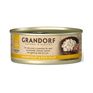 Grandorf Alimento Umido per Gatti Filetti di Pollo e Filetto di Anatra 70 g