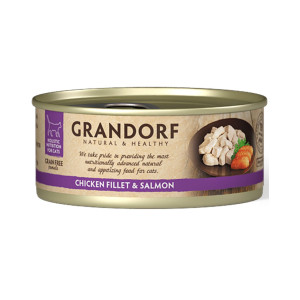 Grandorf Alimento Umido per Gatti Filetti di Pollo e Salmone 70 g