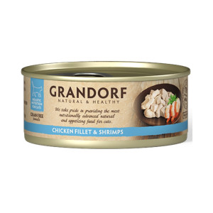 Grandorf Alimento Umido per Gatti Filetti di Pollo e Gamberetti 70 g