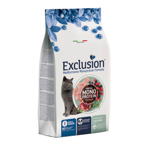 Exclusion Mediterraneo Monoproteico Noble Grain Cat Sterilized + 7 Pollo per Gatti Sterilizzati oltre i 7 anni 1,5 Kg