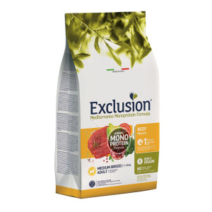 Exclusion Mediterraneo Monoproteico Noble Grain Adult Medium Manzo per Cani Adulti 3 Kg