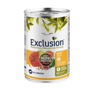 Exclusion Mediterraneo Monoproteico Noble Grain Adult All Breeds Manzo 400 g Alimento Umido per Cani Adulti