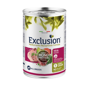 Exclusion Mediterraneo Monoproteico Noble Grain Adult All Breeds Vitello per Cani Adulti 400 g