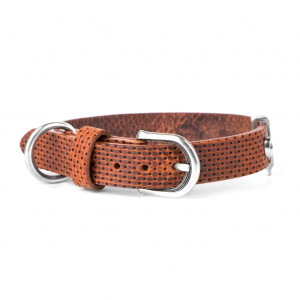 MyFamily PROMO FINE SERIE !!! Collare per Cani in Pelle Marrone Monza M (35-41cm)