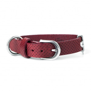 MyFamily Collare per Cani in Pelle Rosso Monza M (35-41cm)