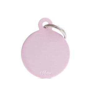 MyFamily Medaglietta per Cani e Gatti Personalizzabile Cerchio Basic Alluminio Rosa L
