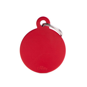 MyFamily Medaglietta per Cani e Gatti Personalizzabile Cerchio Basic Alluminio Rosso L