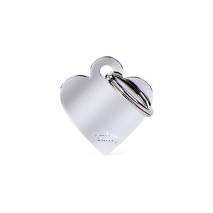 MyFamily Medaglietta per Cani e Gatti Personalizzabile Cuore Basic Ottone Cromato S