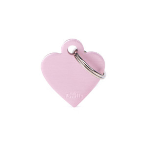 MyFamily Medaglietta per Cani e Gatti Personalizzabile Cuore Basic Alluminio Rosa S