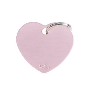 MyFamily Medaglietta per Cani e Gatti Personalizzabile Cuore Basic Alluminio Rosa L
