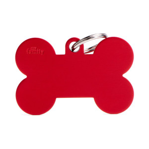 MyFamily Medaglietta per Cani Personalizzabile Osso Basic Alluminio Rossa XL