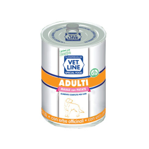Vetline Vet Line Umido Adulti Maiale e Patate per Cani Adulti Monoproteico 400 gr