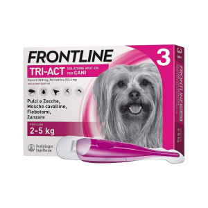 Frontline Tri-Act Spot-On Antiparassitario per Cani 3 Pipette XS 2-5kg