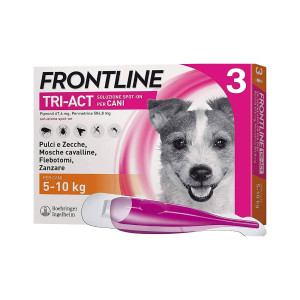 Frontline Tri-Act Spot-On Antiparassitario per Cani 3 Pipette S 5-10kg