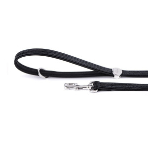 MyFamily Guinzaglio per Cani in Similpelle Nero 110 x 1,2 cm per Cani Saint Tropez
