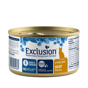 Exclusion Mediterraneo Cat Sterilized Manzo Alimento Umido per Gatti Sterilizzati 85 g
