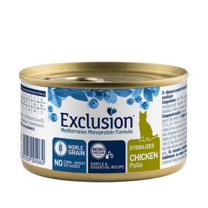 Exclusion Mediterraneo Monoproteico Noble Grain Cat Sterilized Pollo Alimento Umido per Gatti Sterilizzati 85 g