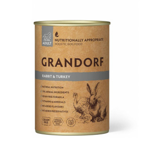 Grandorf Adult Coniglio e Tacchino Alimento Umido Completo per Cani Adulti 400 g